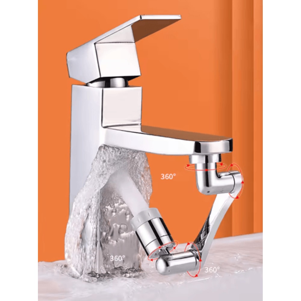 Stainless Steel 1440 Degree Swivel Robotic Arm Faucet Extender 4