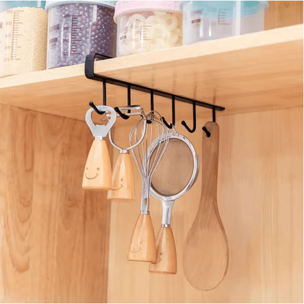 Multifunction 6 Hook Coffee Cup Holder Rack For Cabinet Storage 7