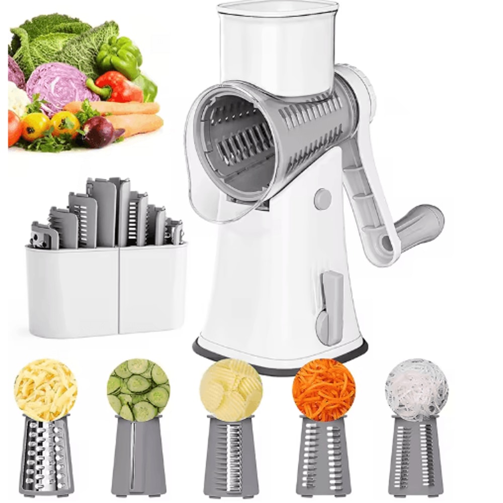 LMETJMA 5in1 Rotary Cheese Grater And Vegetable Slicer 0