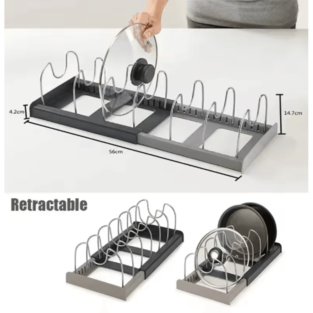 FlexiStore Expandable Stainless Steel Pots And Pans Organizer Rack 2