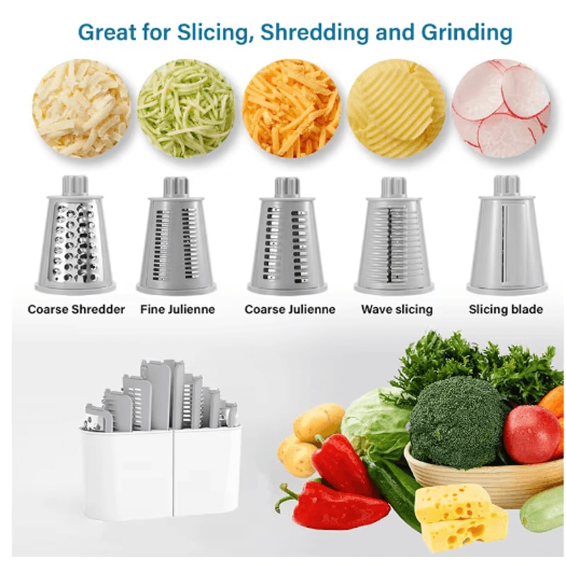 LMETJMA 5in1 Rotary Cheese Grater And Vegetable Mandoline Slicer JT247 8