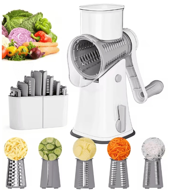 LMETJMA 5in1 Rotary Cheese Grater And Vegetable Mandoline Slicer JT247 0