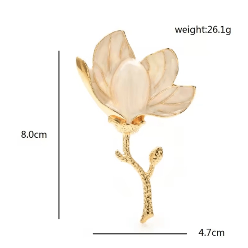 Wulibaby Enamel Magnolia Flower Brooch Elegant Floral Lapel Pin For Women And Unisex Wear 5