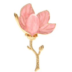 wuli&baby enamel magnolia flower brooch – elegant floral lapel pin for women and unisex wear