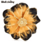 Wulibaby Enamel Flower Brooch Pin Elegant Floral Lapel Accessory For Women And Unisex Wear 1