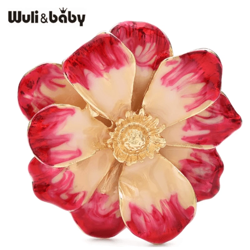 Wulibaby Enamel Flower Brooch Pin Elegant Floral Lapel Accessory For Women And Unisex Wear 6