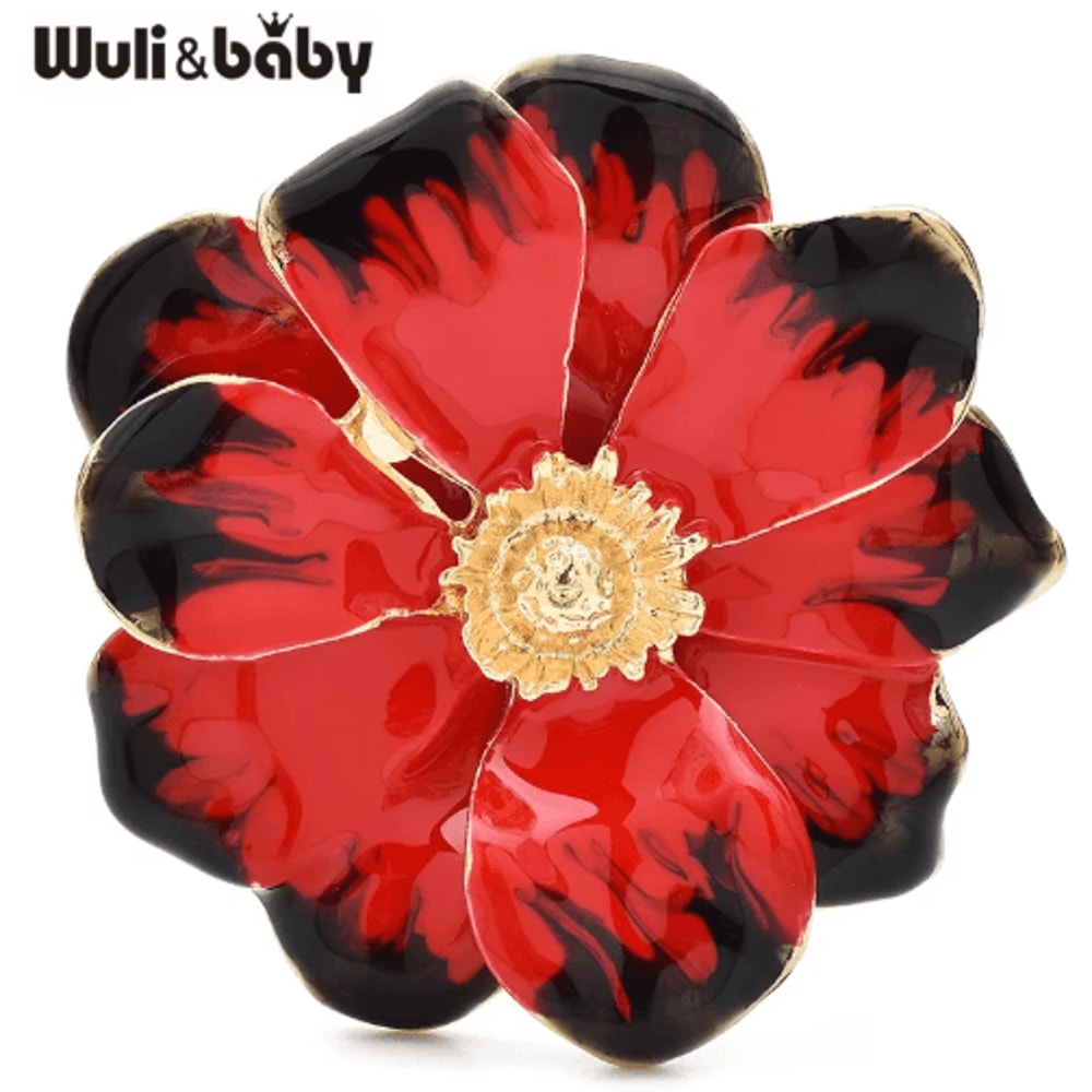 Wulibaby Enamel Flower Brooch Pin Elegant Floral Lapel Accessory For Women And Unisex Wear 0