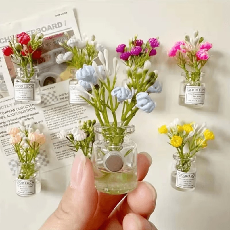 8PCS Mini Vase Magnets Set Cute 3D Refrigerator Magnets For Kitchen Fridge Decor 4