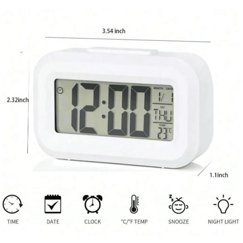 LED Digital Alarm Clock With Backlight Multifunction Desk Clock With Calendar And Snooze 7