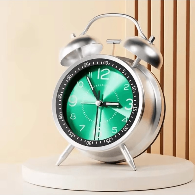 45 Inch Twin Bell Loud Metal Alarm Clock With 3D Dial And Backlight Retro Battery Operated Desk Cl 5