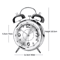 45 Inch Twin Bell Loud Metal Alarm Clock With 3D Dial And Backlight Retro Battery Operated Desk Cl 6