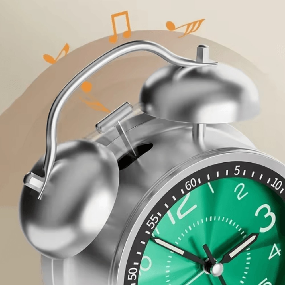 45 Inch Twin Bell Loud Metal Alarm Clock With 3D Dial And Backlight Retro Battery Operated Desk Cl 8