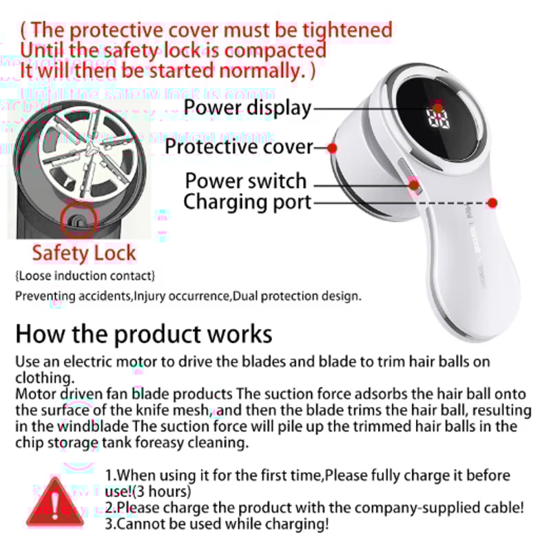 USB Rechargeable Electric Lint Remover With LCD Display Portable Fabric Shaver For Clothes And Swe 4