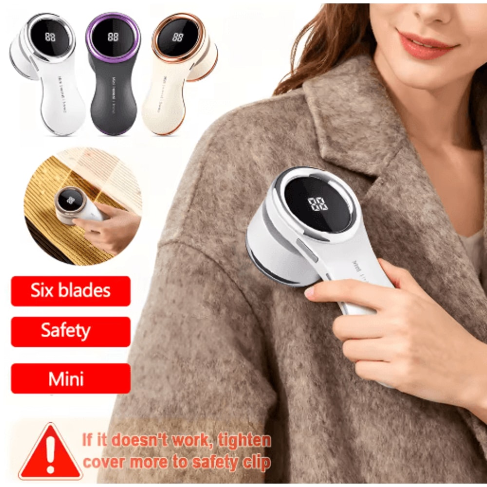 USB Rechargeable Electric Lint Remover With LCD Display Portable Fabric Shaver For Clothes And Swe 0