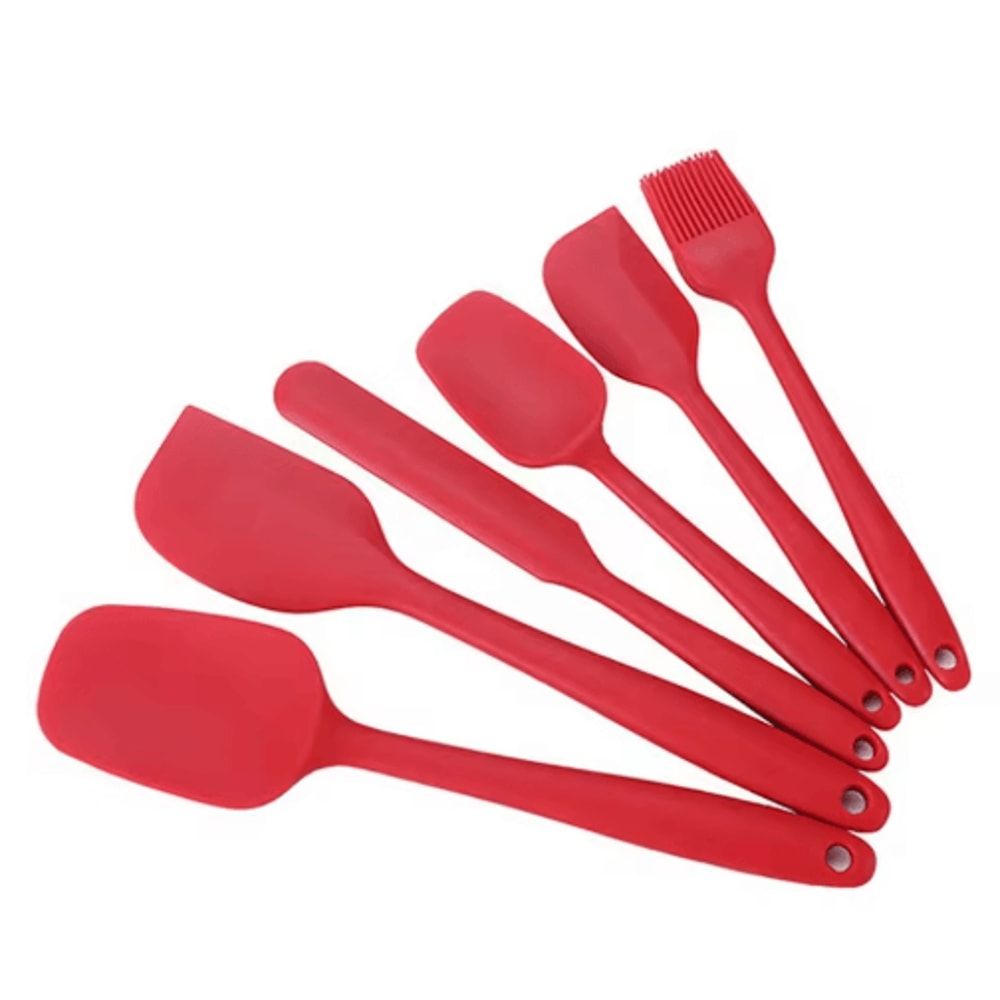 6Piece Food Grade Silicone Spatula Set Heat Resistant Non Stick Cooking And Baking Tools 1