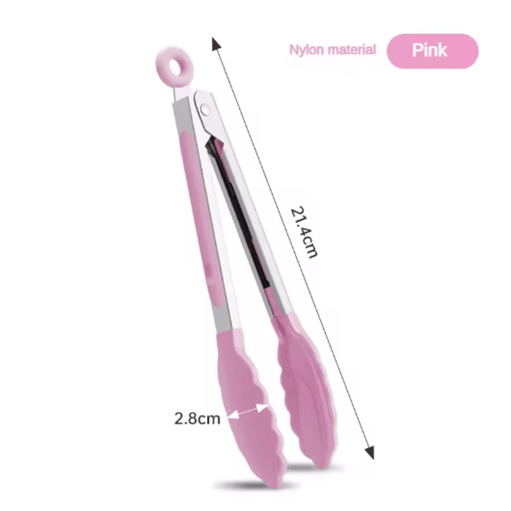 High Temperature Nylon Stainless Steel Kitchen Tongs Heat Resistant BBQ Bread Clip 1