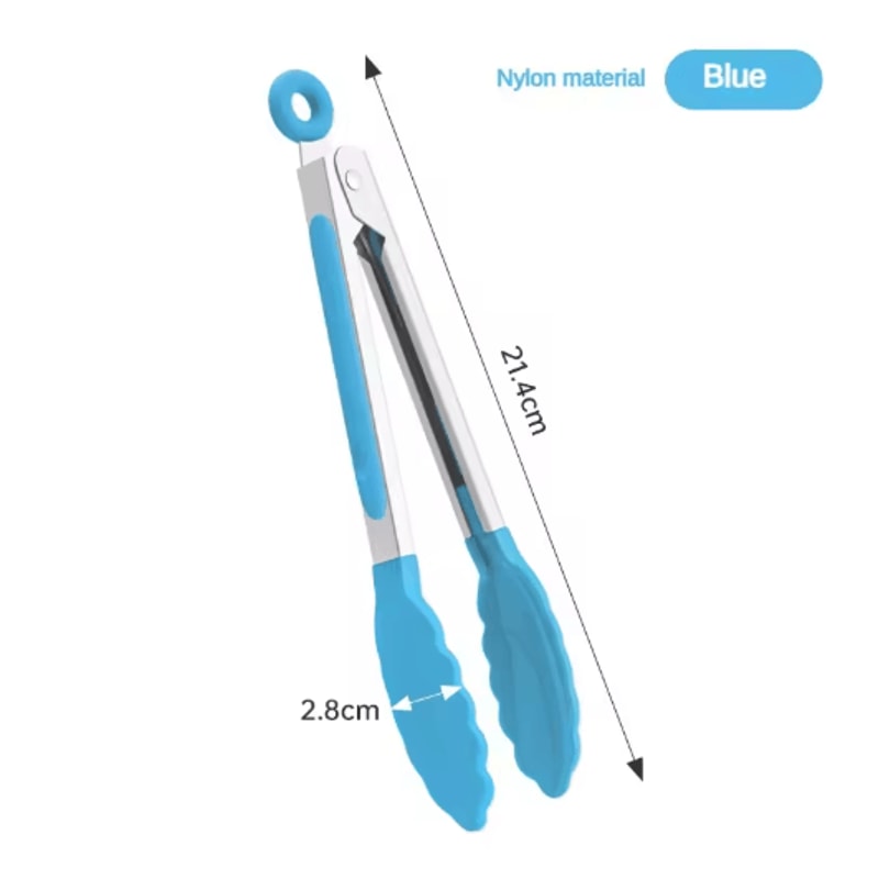 High Temperature Nylon Stainless Steel Kitchen Tongs Heat Resistant BBQ Bread Clip 2