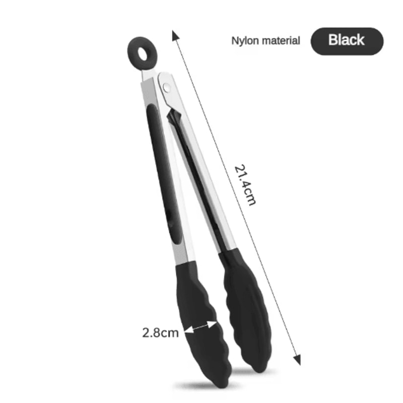 High Temperature Nylon Stainless Steel Kitchen Tongs Heat Resistant BBQ Bread Clip 4