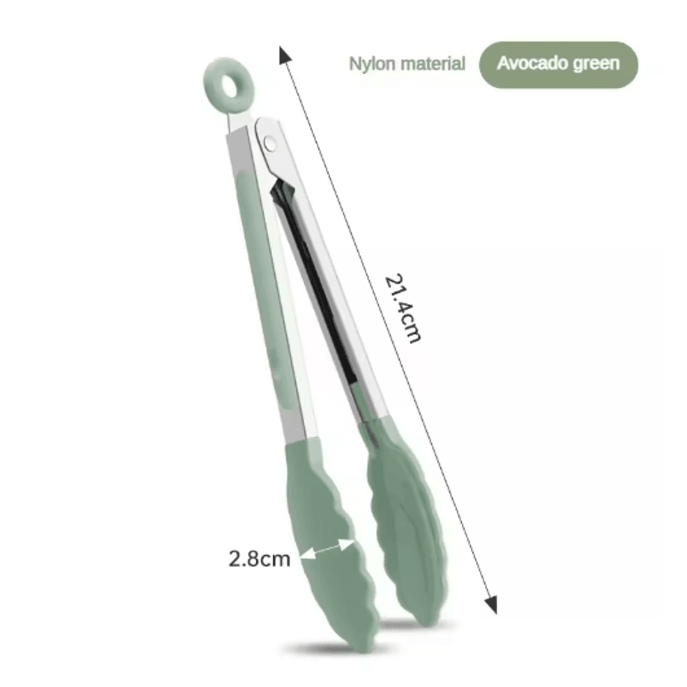 High Temperature Nylon Stainless Steel Kitchen Tongs Heat Resistant BBQ Bread Clip 5