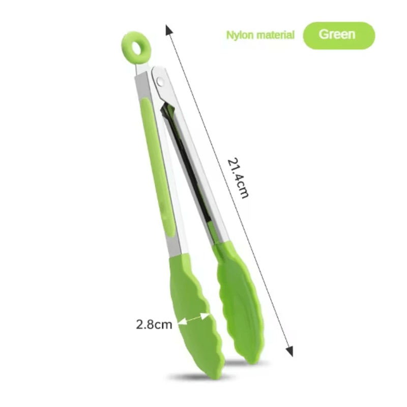 High Temperature Nylon Stainless Steel Kitchen Tongs Heat Resistant BBQ Bread Clip 6