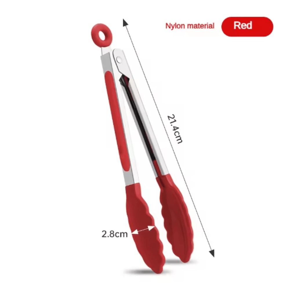 High Temperature Nylon Stainless Steel Kitchen Tongs Heat Resistant BBQ Bread Clip 7
