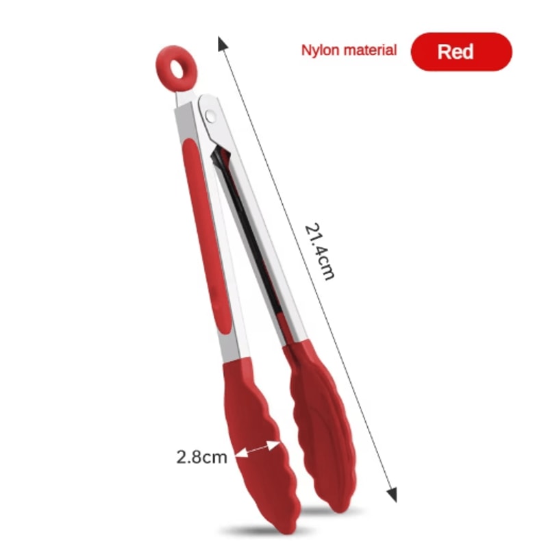 High Temperature Nylon Stainless Steel Kitchen Tongs Heat Resistant BBQ Bread Clip 9