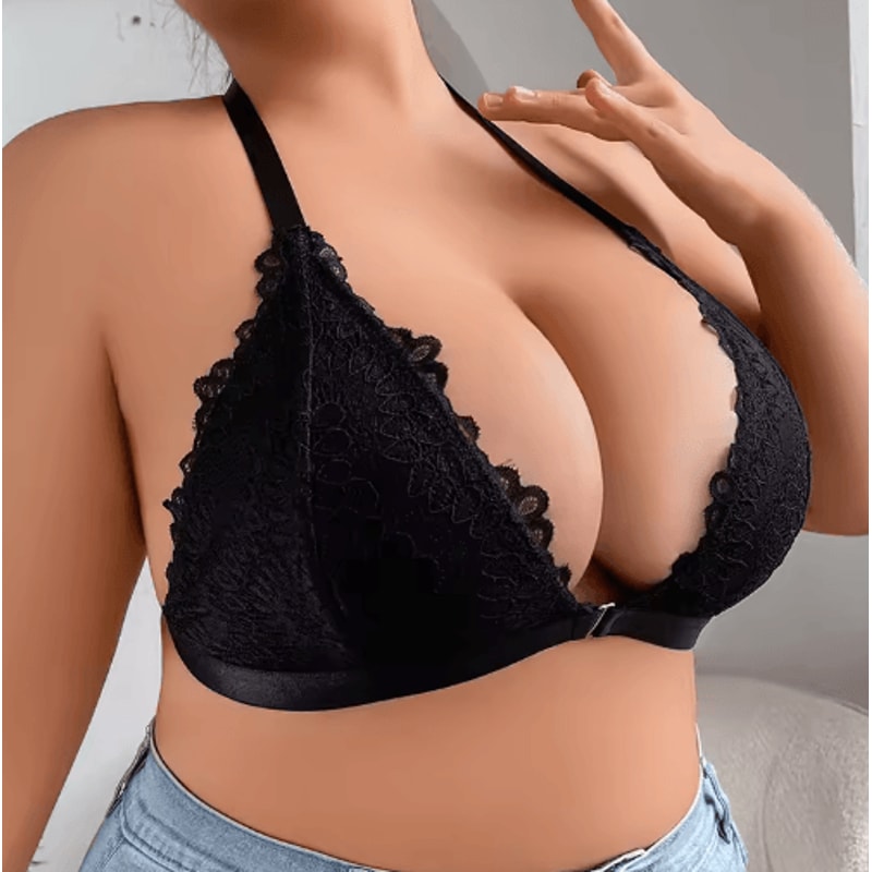 Plus Size Lace Wireless Front Closure Bra Comfortable Breathable Backless Bralette 4