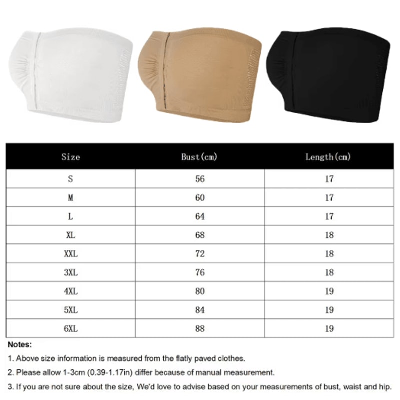 Plus Size Strapless Front Closure Bandeau Bra Seamless Wireless Non Slip Tube Top 6