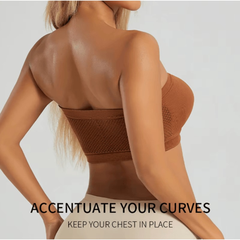 Plus Size Strapless Front Closure Bandeau Bra Seamless Wireless Non Slip Tube Top 9