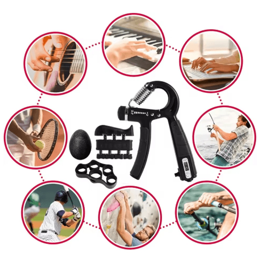 Hand Grip Strengthener Set Adjustable Gripper Finger Exerciser Bands And Stress Ball For Forearm T 3