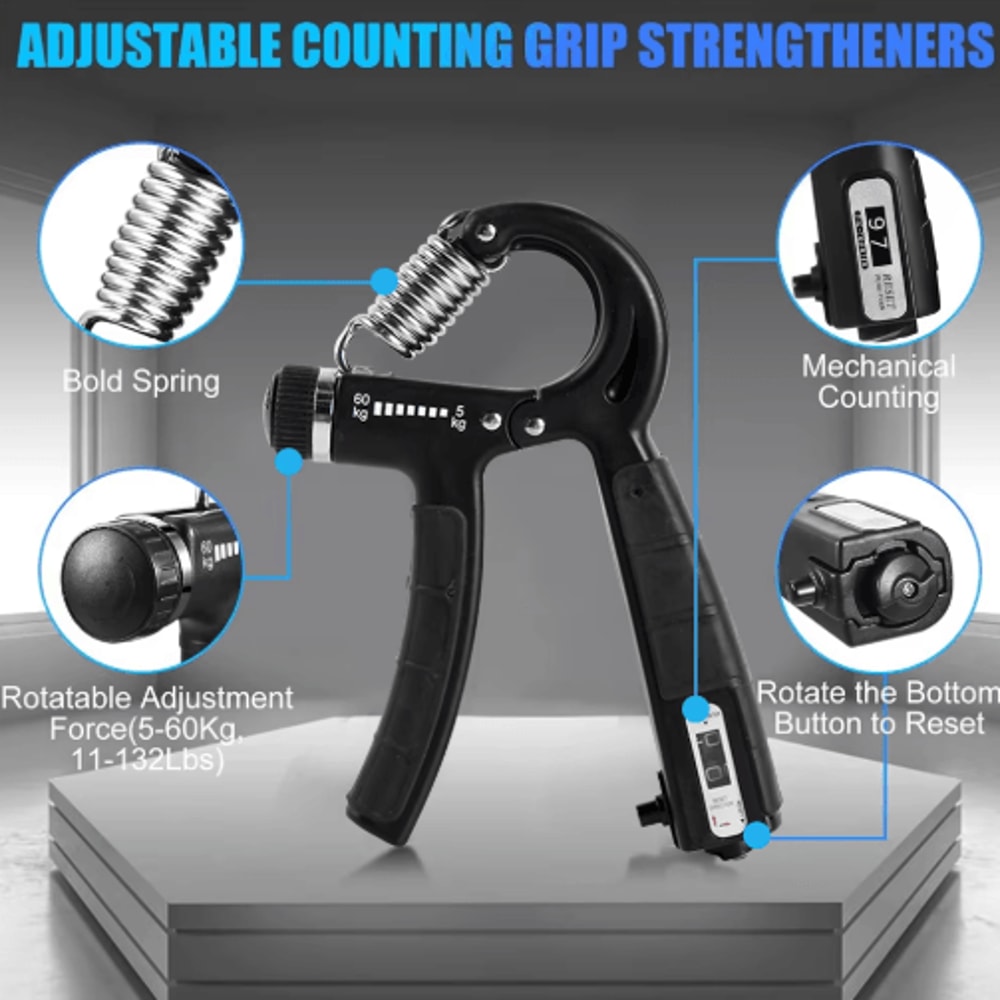 Hand Grip Strengthener Set Adjustable Gripper Finger Exerciser Bands And Stress Ball For Forearm T 6