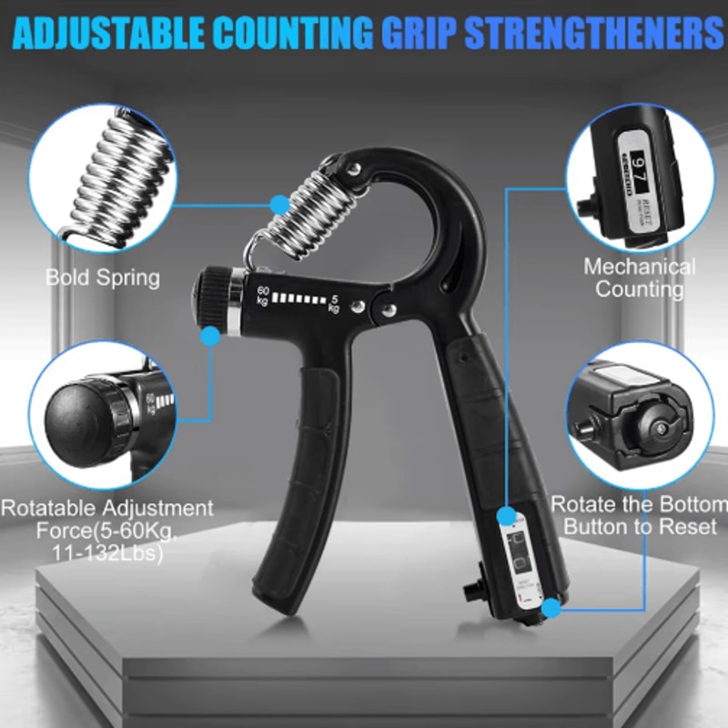 Hand Grip Strengthener Set Adjustable Gripper Finger Exerciser Bands And Stress Ball For Forearm T 6