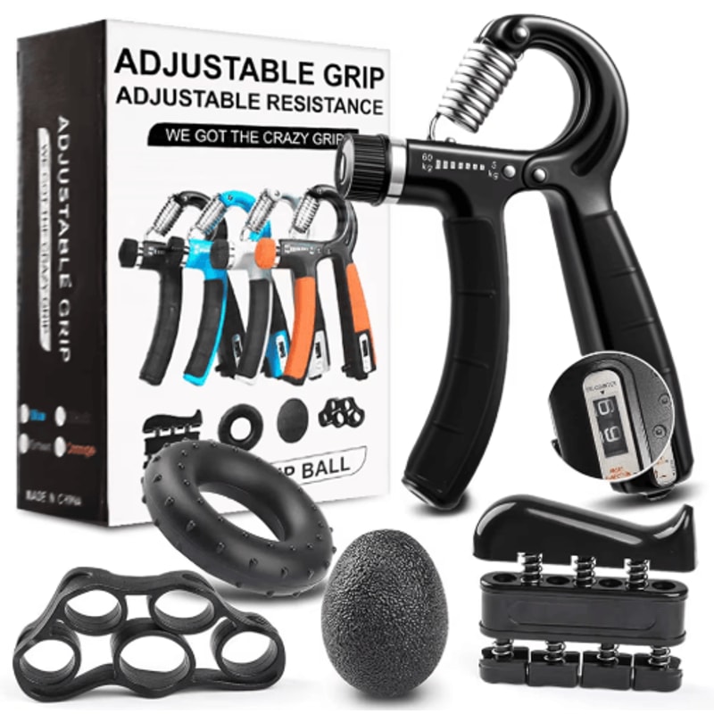Hand Grip Strengthener Set Adjustable Gripper Finger Exerciser Bands And Stress Ball For Forearm T 0