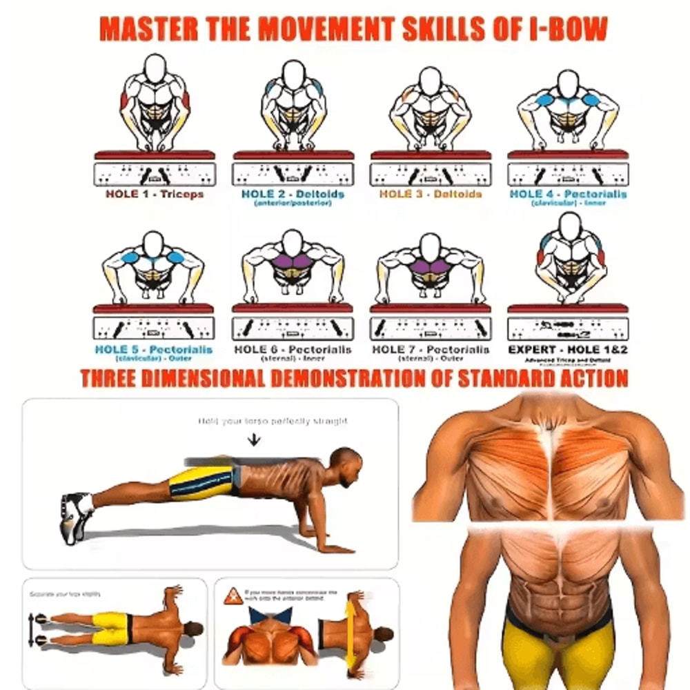 Portable Multifunctional Push Up Board Set With Handles Foldable Home Upper Body Workout System 3