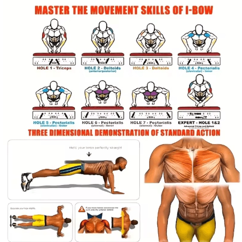 Portable Multifunctional Push Up Board Set With Handles Foldable Home Upper Body Workout System 3