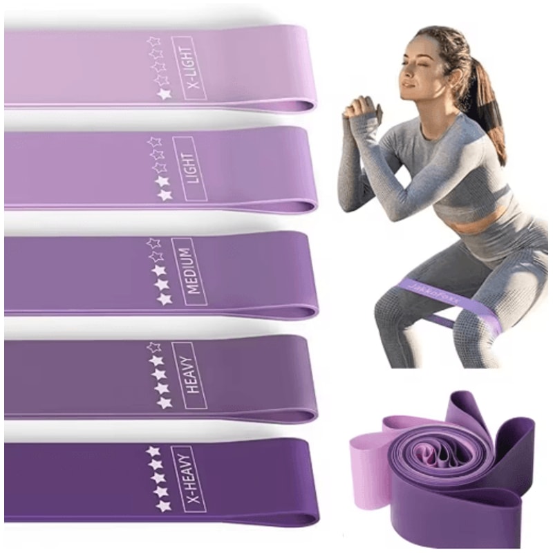 Resistance Loop Exercise Bands Set Of 5 Home Fitness Stretch And Strength Training Bands 0