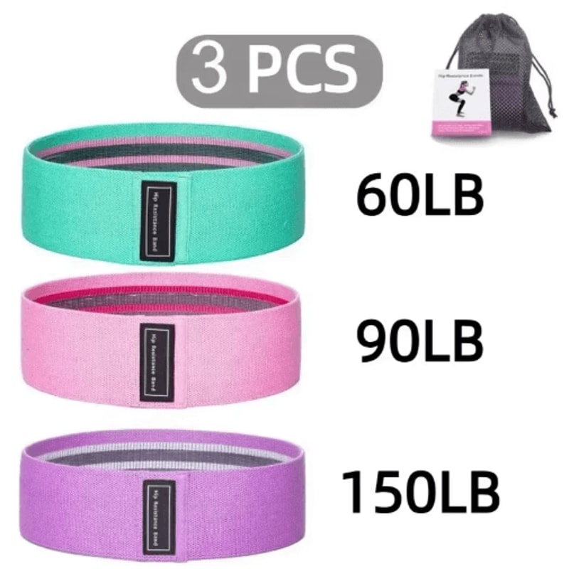 FlexForm 3Piece Fabric Resistance Bands Set For Glutes And Legs 2