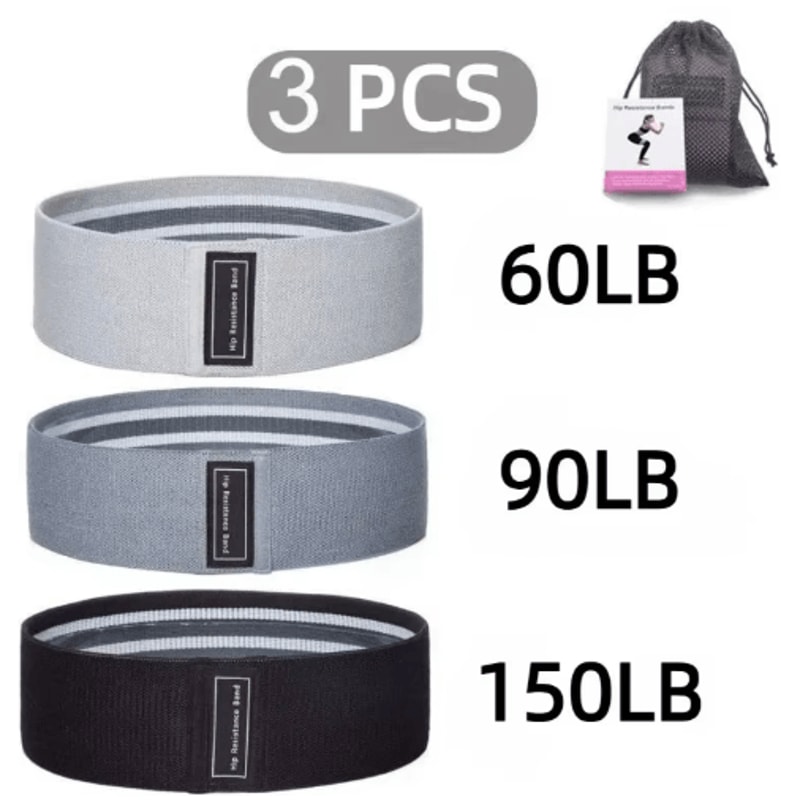 FlexForm 3Piece Fabric Resistance Bands Set For Glutes And Legs 3