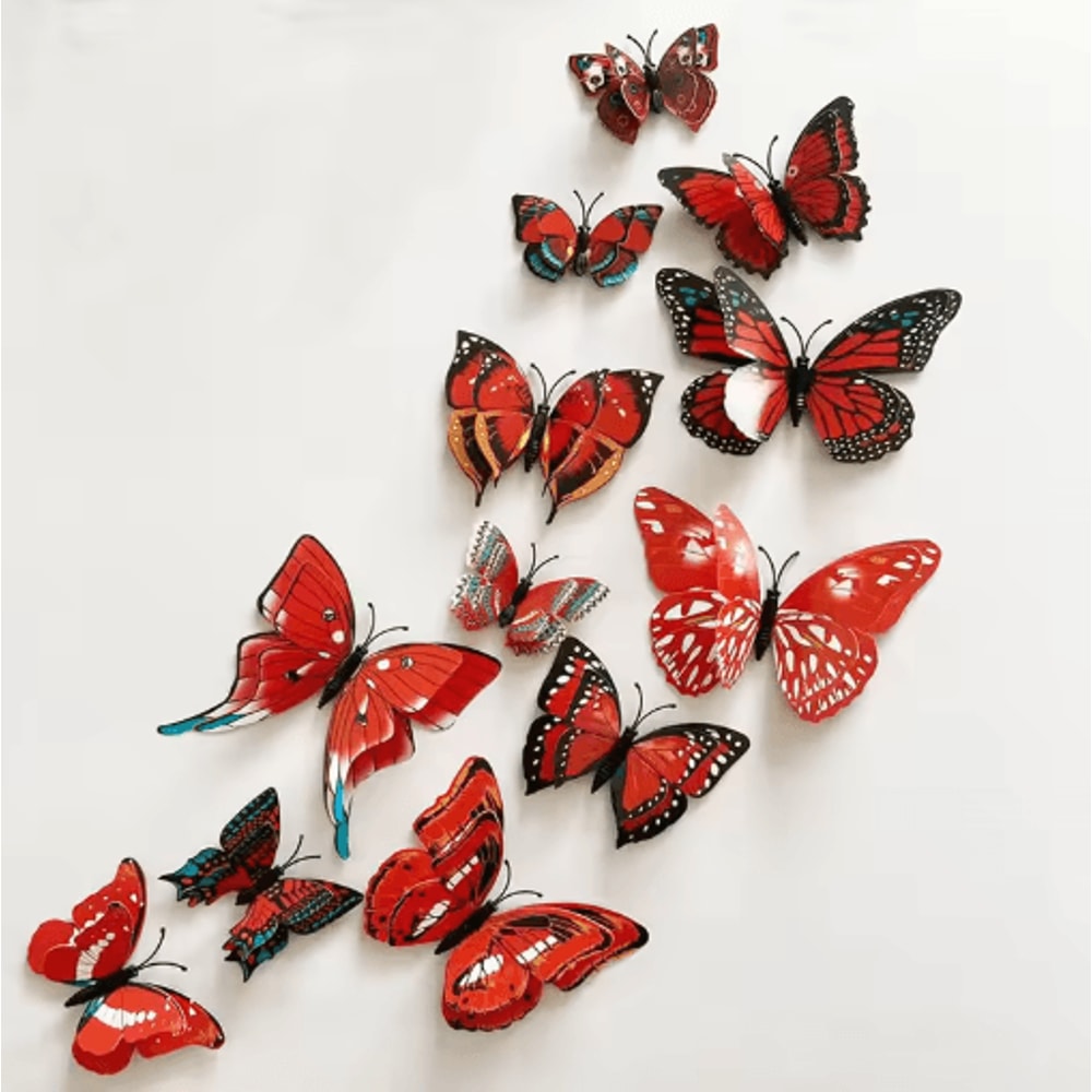 12 Piece 3D Double Layer Butterfly Wall Stickers For Elegant Home And Party Decor 2