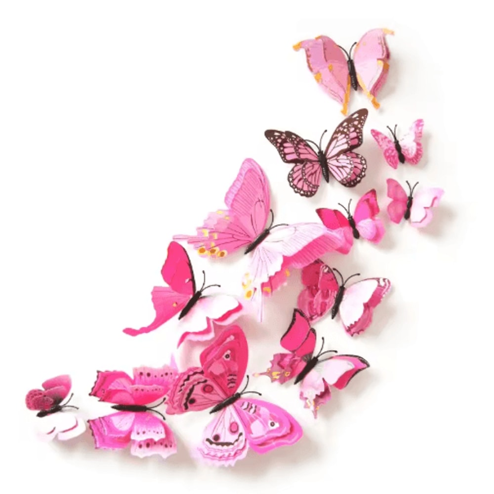 12 Piece 3D Double Layer Butterfly Wall Stickers For Elegant Home And Party Decor 0
