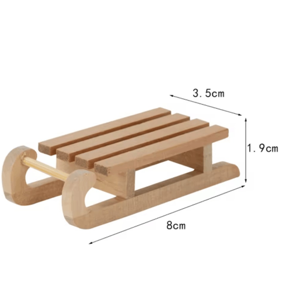 Mini 1 To 12 Scale Wooden Snow Sled Ornament For Dollhouse And Desktop Decor 1