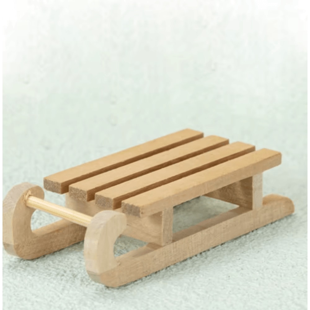 Mini 1 To 12 Scale Wooden Snow Sled Ornament For Dollhouse And Desktop Decor 4