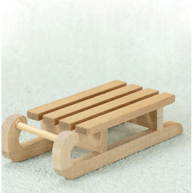 Mini 1 To 12 Scale Wooden Snow Sled Ornament For Dollhouse And Desktop Decor 4
