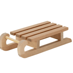mini 1 to 12 scale wooden snow sled ornament for dollhouse and desktop decor