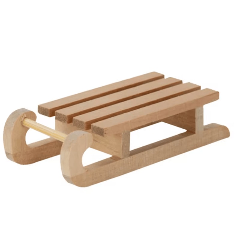 Mini 1 To 12 Scale Wooden Snow Sled Ornament For Dollhouse And Desktop Decor 0