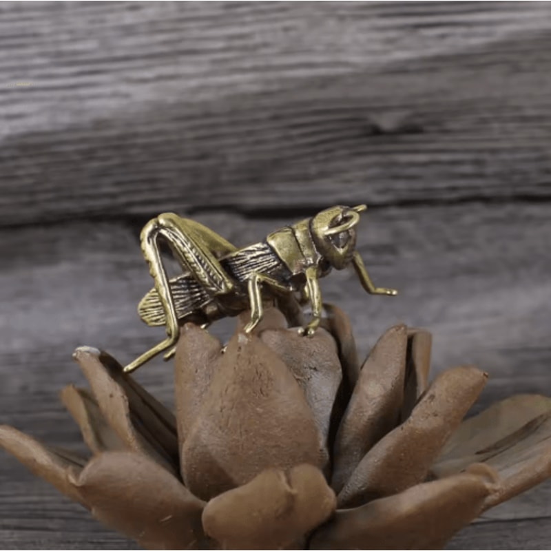Solid Brass Cricket Miniature Figurine Retro Desktop Ornament 5