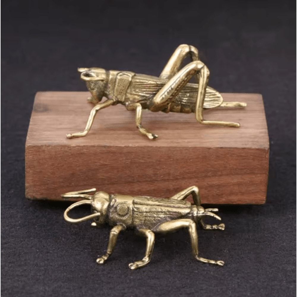 Solid Brass Cricket Miniature Figurine Retro Desktop Ornament 0