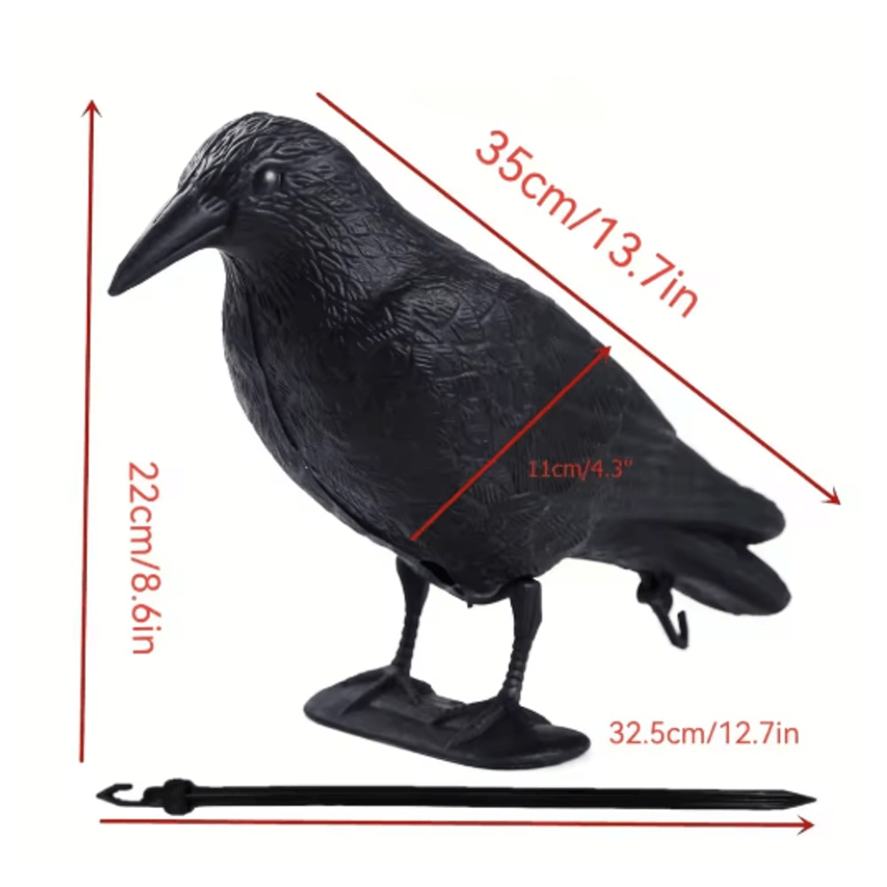 Realistic Black Crow Decoy For Garden Bird Control And Yard Decor 1