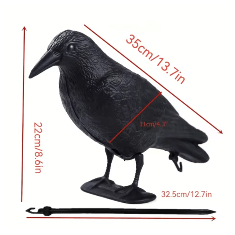 Realistic Black Crow Decoy For Garden Bird Control And Yard Decor 1