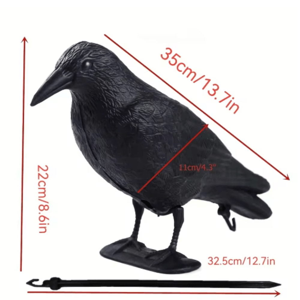 Realistic Black Crow Decoy For Garden Bird Control And Yard Decor 6